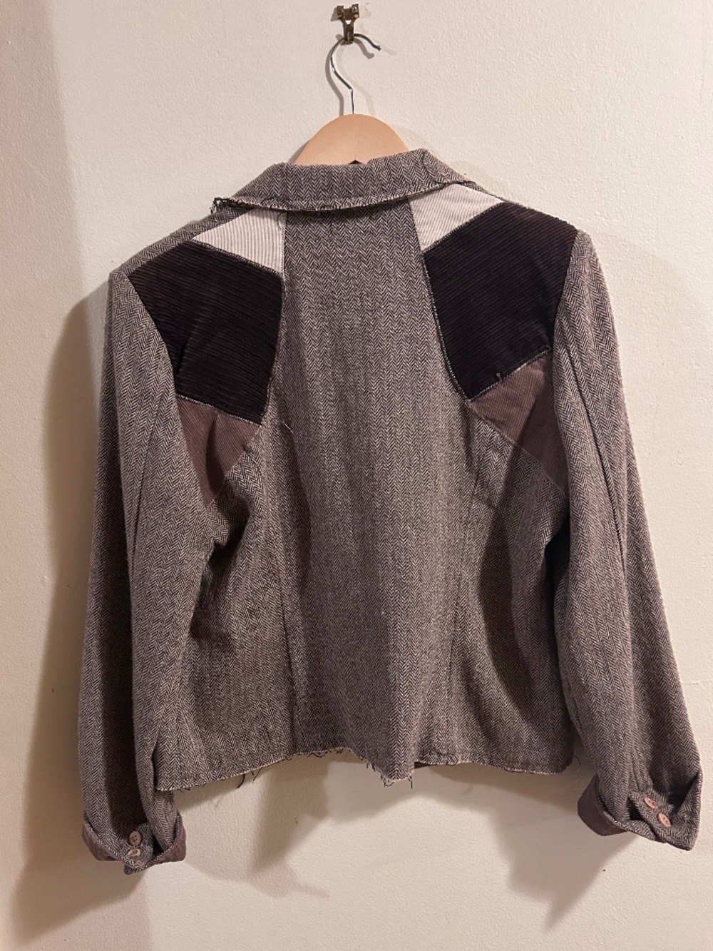 Lola Brown Patchwork Tweed Blazer Womens XL